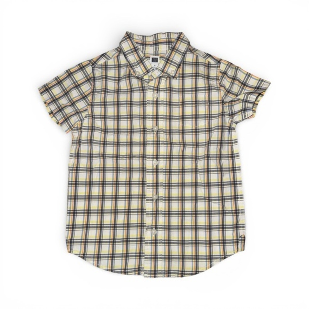 Janie and Jack Yellow and Blue Plaid Button Down Shirt Boys Size 5 Preppy Casual